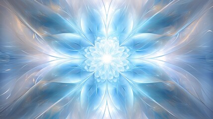 Abstract Icy Blue Fractal Flower – Frozen Crystal Petal Pattern Digital Background