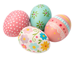 Fototapeta premium Colorful Easter Egg Collection isolated on white or transparent background, png clipart, design element. Easy to place on any other background.