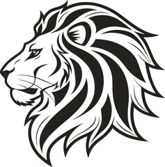 Wild roaring lion king head tattoo set | lions heads black and white ink sketch silhouettes