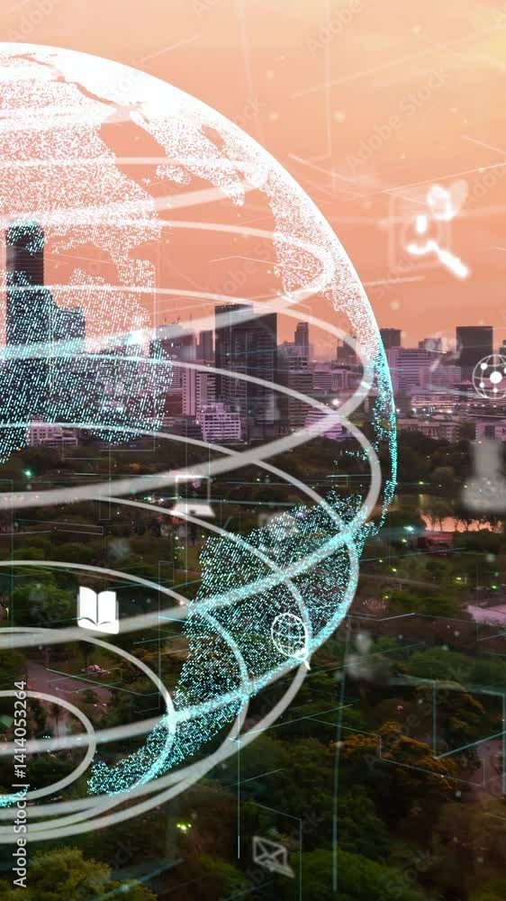 Poster global connection and the internet network alteration in smart city . concept of future wireless dig