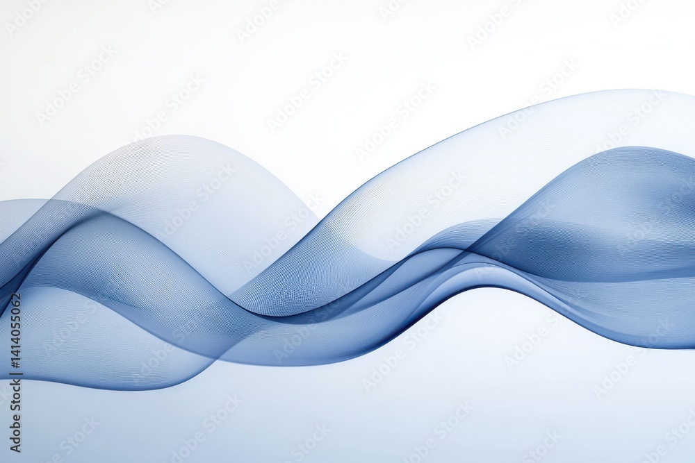 Poster abstract blue wave design against a white background creating a sense of motion and fluidity online