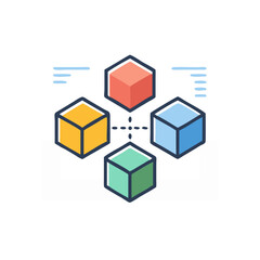 Obraz premium Four floating cubes in minimalist data layout