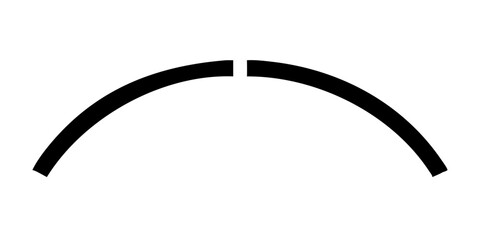 Minimal curved black arc line on white background