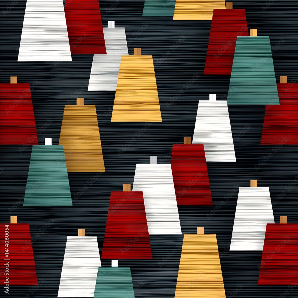 Poster abstract geometric textile pattern with colorful threads and dark background