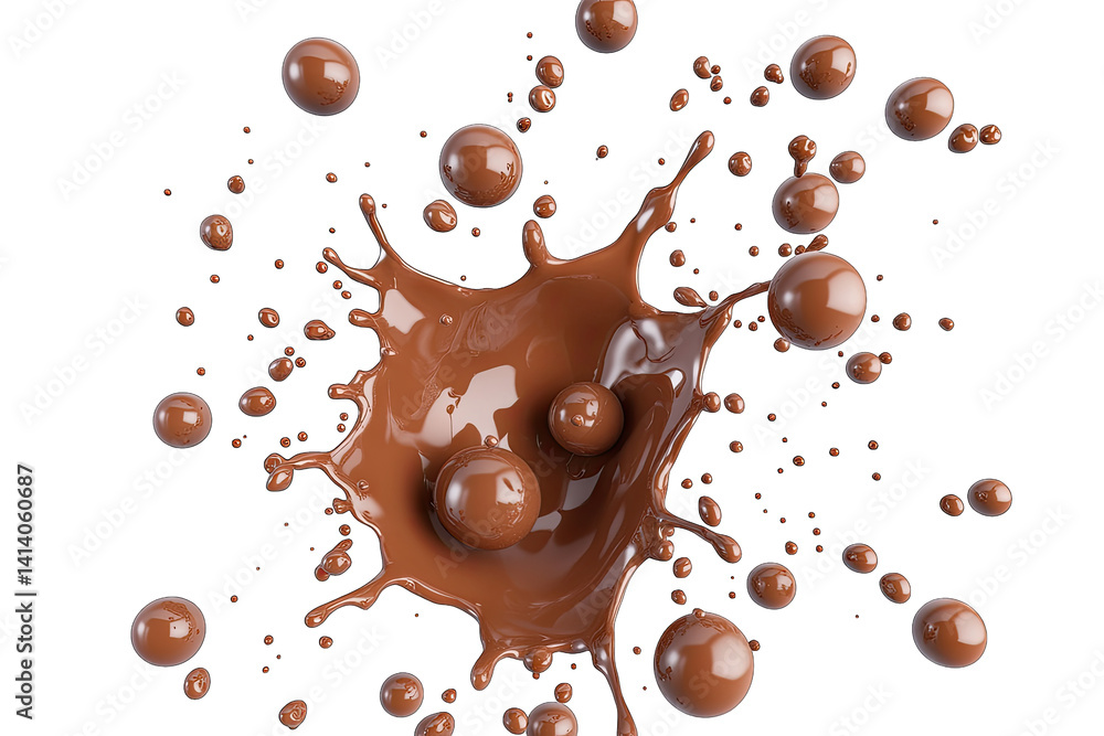 Fototapete dynamic splash of chocolate with various droplets scattered around creating a visually appealing and