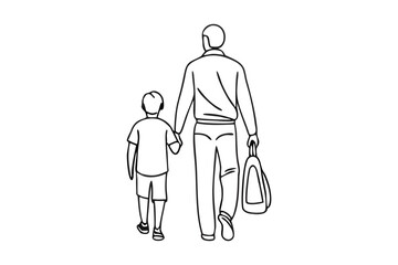 Obraz premium father and son bonding one line sketch