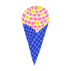 Ice cream cone disco ball. Vector illustration