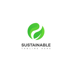 Fototapeta premium Sustainable Green Leaf Eco Logo Design Brand Identity