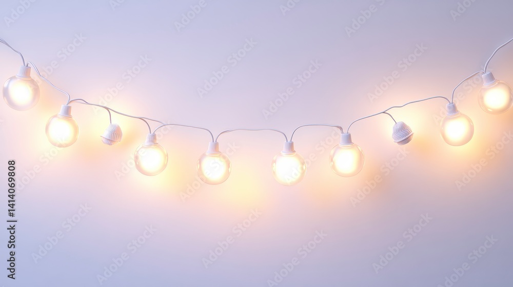 Poster elegant white string lights with wave designs creating a festive atmosphere and warm glow against a 