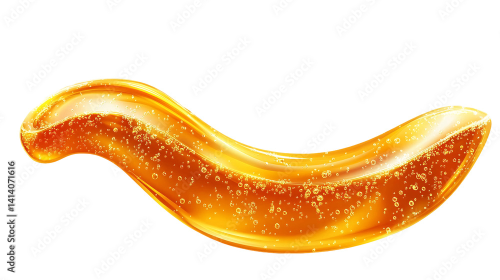 Poster abstract liquid gold splash with dynamic curve and shiny texture, png