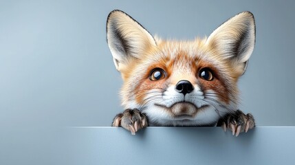 Obraz premium Cute fox peeking over a surface adorable animal portrait for childrens products and websites