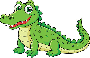 Fototapeta premium Cute Cartoon Crocodile Illustration - Friendly Reptile Character 
