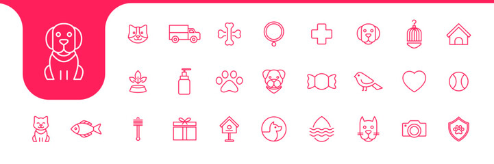 Minimalist Pet Care Icon Set – Clean & Modern Vector Collection