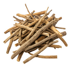Pile of dry wooden twigs isolated on white background