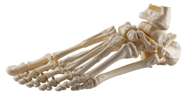 Sole Survivor: A Stark Depiction of the Human Foot's Osseous Architecture in Striking Detail Against a Deep Black Backdrop