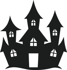 Scary Halloween Haunted House Flat Design