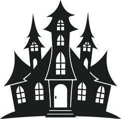 Cursed Mansion Silhouette on White