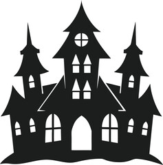 Ghoulish Haunted House Vector on White