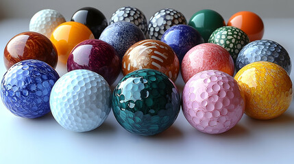 Obraz premium Collection of Decorative Golf Balls with Unique Patterns and Col
