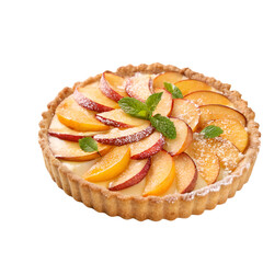 French peach tart isolated on white background