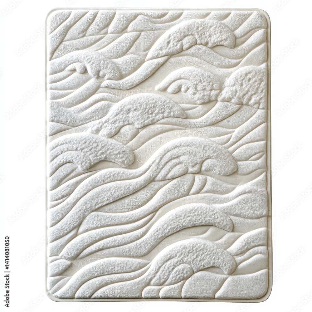 Poster white welcome table mat with wavy textured surface isolated on white background and clean lines for 