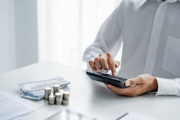 Fototapeta premium Business investor analyzing a valuation data forecast a investment project
