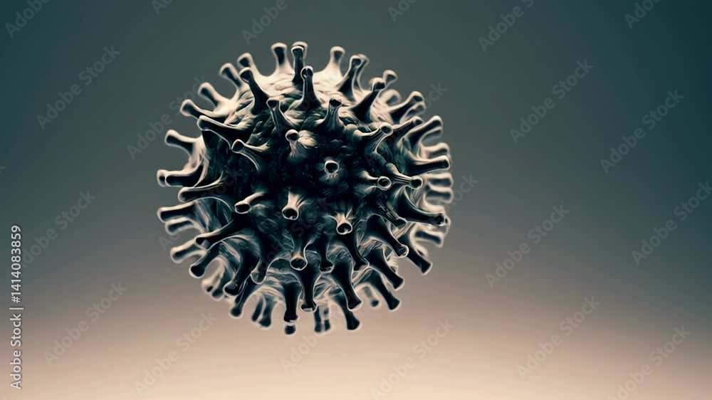Poster virus model rotating slowly against a neutral background. isolated on white. perfect for medical and