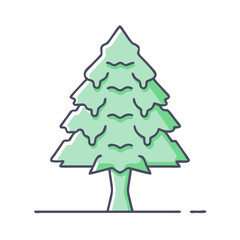 Fototapeta premium A Charming Illustration of a Green Evergreen Tree with a Unique Style