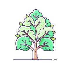 Obraz premium A Vibrant Illustration of a Lush Green Tree with Multiple Branches and Leaves