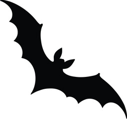 Silhouette of bat on white background illustration 