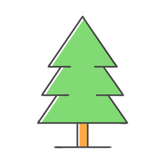 Simple Cartoon Illustration of a Green Pine Tree with a Brown Trunk