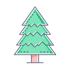 Fototapeta premium A charming illustration of a stylized evergreen tree with multiple layers of branches and a pink trunk
