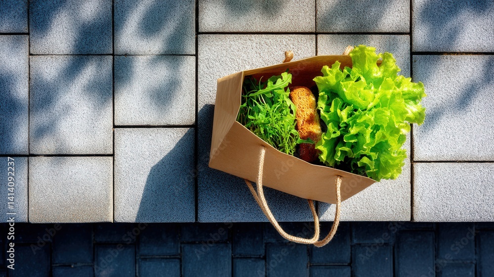 Poster a box of fresh lete leaves displayed in an open container with bright green color and natural textur