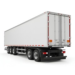 Rear View of a Generic White Semi-Trailer Isolated on White Background