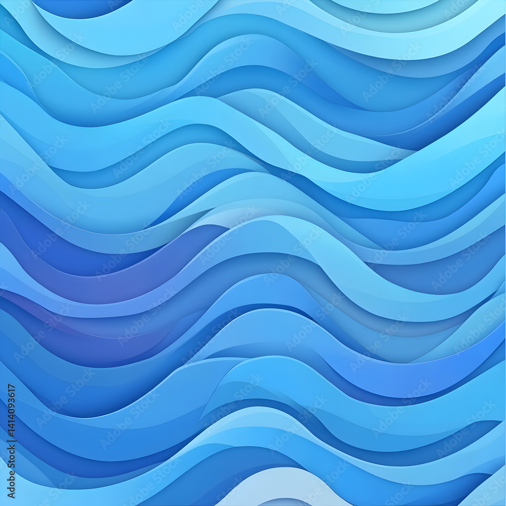 Poster flowing blue wave pattern digital art seamless design abstract environment aesthetic viewpoint gradi