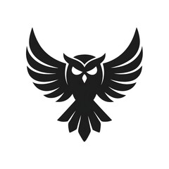 Bold Stylized Owl Logo – Black Silhouette on White Background