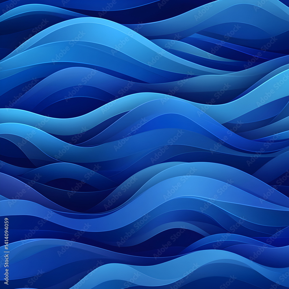 Poster flowing blue wave pattern abstract design digital art seamless texture gradient tones