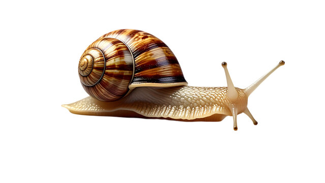 Realistic snail with detailed shell and extended eye stalks, isolated - Powered by Adobe
