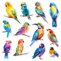 Obraz premium Colorful and vibrant parrot illustrations perfect for use in souvenir products