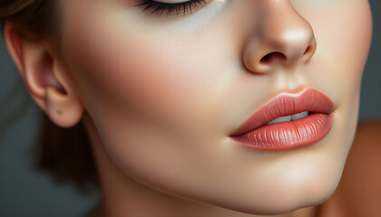 Naklejka premium close up of a woman's face with blue eyes