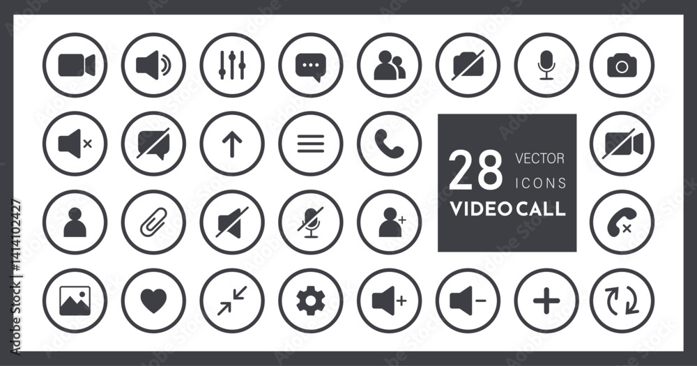Aufkleber icon videocall. collections buttons for video chat interface. minimalistic simple outline symbols. v