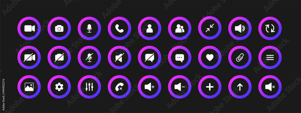 Leinwandbilder icon videocall collection. set of video communication elements. web app ui display template. buttons