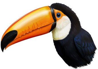 Naklejka premium Toucan bird illustration vibrant colors detailed artwork isolated on white background