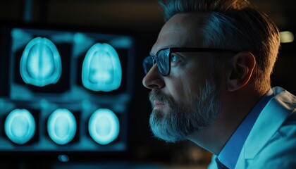 Doctor Analyzing Brain Scan - Innovative Business in Healthcare Technology