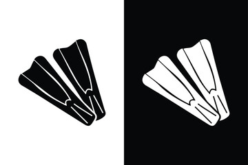 Swimming Flippers Silhouette. Vector Icon for Water Activity Designs