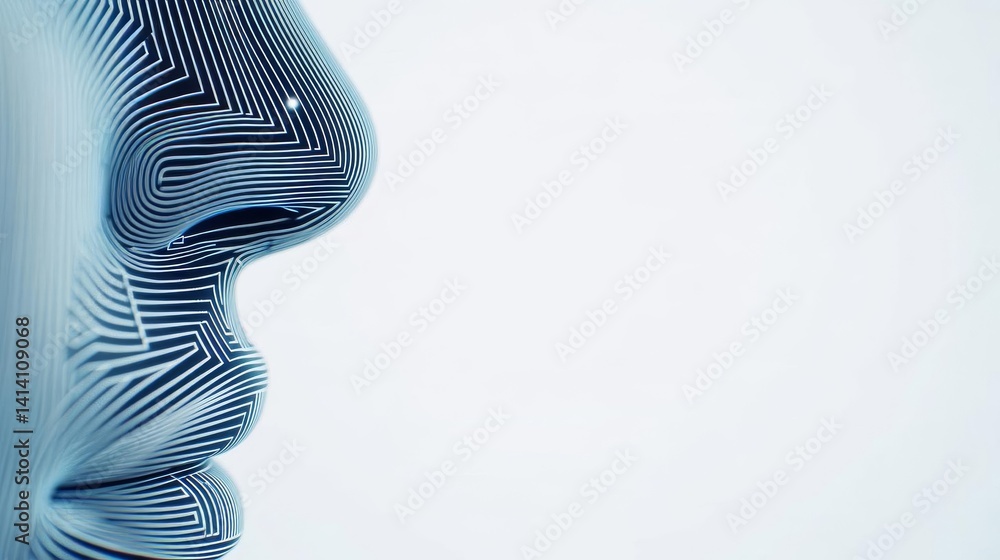 Aufkleber a digital face design showcasing intricate line patterns and a modern aesthetic.