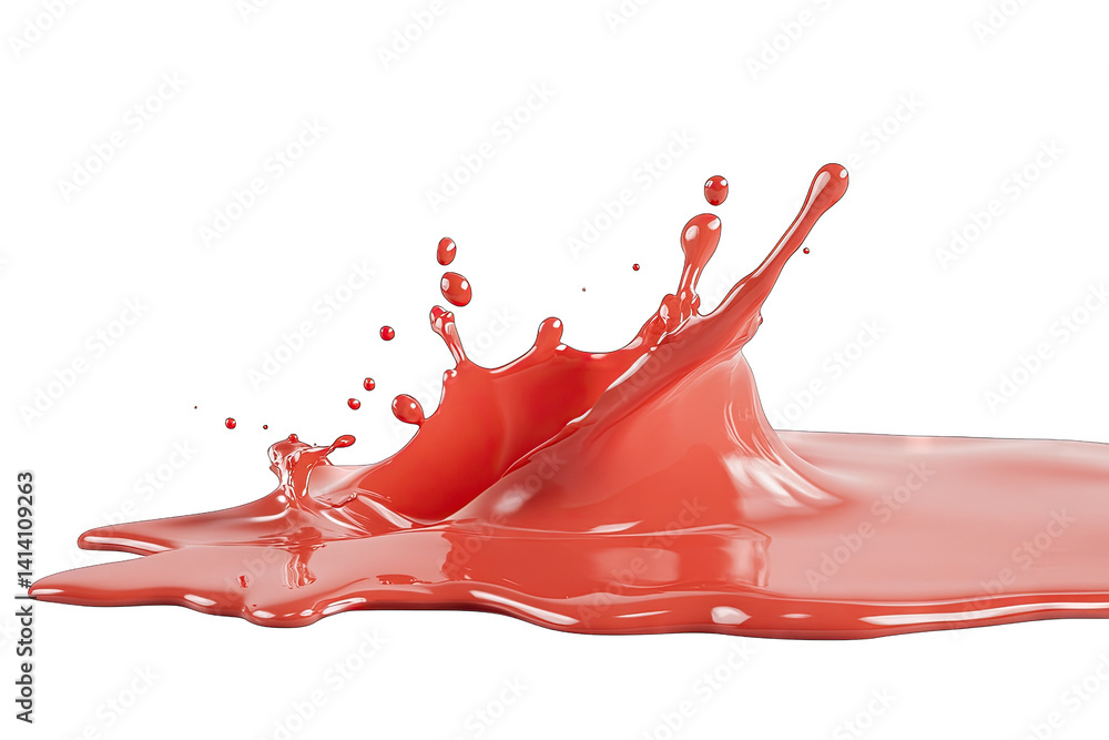 Aufkleber a vibrant splash of red paint creates dynamic shapes showcasing fluid motion and texture against a c