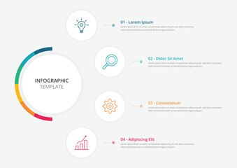Obraz premium Infographic 4 Step timeline journey. Presentation graph, flat simple infographics design template. Clean timeline infographic design template with 4 options. Vector for presentation