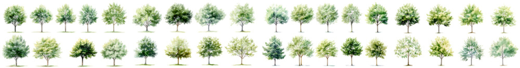 Fototapeta premium An eliment set of Collection Beautiful 3D Trees Isolated on PNGs transparent background , Use for visualization in architectural design or garden decorate 