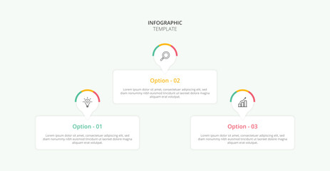 Infographic 3 Step timeline journey. Presentation graph, flat simple infographics design template. Clean timeline infographic design template with 3 options. Vector for presentation